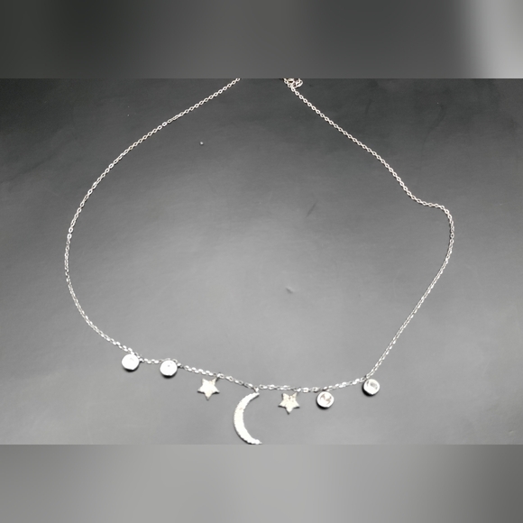 Delicate and Delightful Sterling Silver and Quartz Crystal Celestial Necklace. - Picture 3 of 4